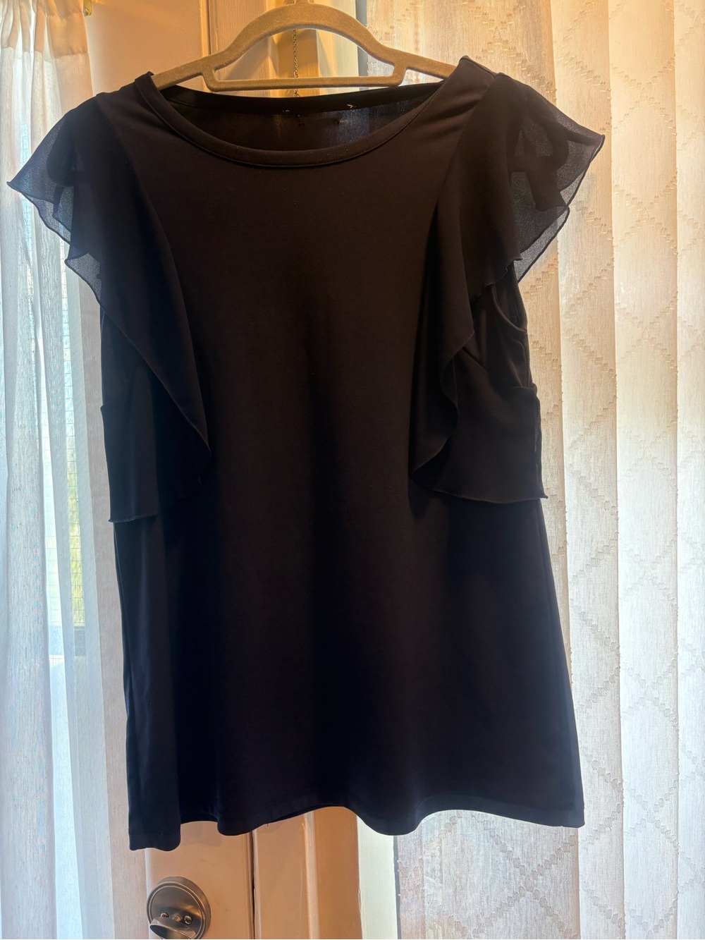 Michael Kors Navy Blue Ruffle Sleeve Women’s Top
